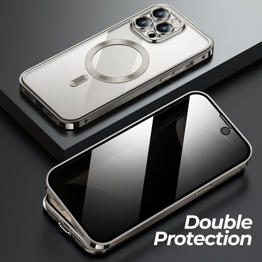 Anti-Privacy Metal Spring Buckle Magnetic Double-Sided Lens Full Cover Phone Case